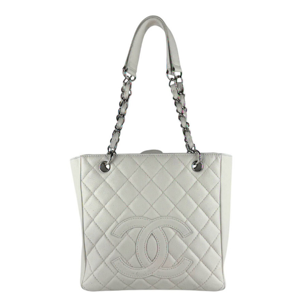 Chanel PST Shoulder Bag, Caviar Leather, White, Women's, z10558